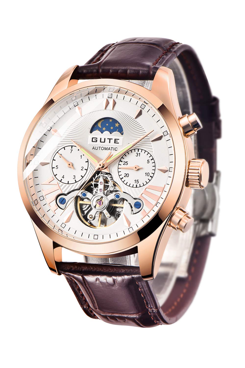 Montre Mécanique Réglage Automatique Homme-Classique Affaires-Casual Mode Bracelet Sport Cuir